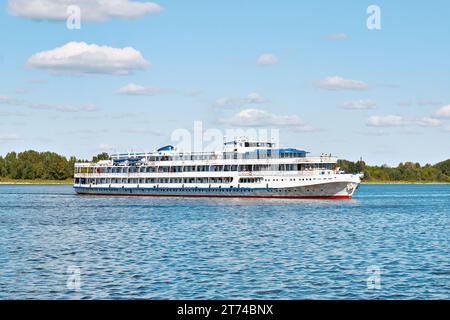 Passenger motor ship on the river Stock Photo