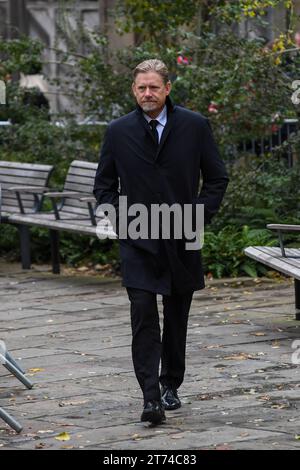 Manchester, UK. 13th Nov, 2023. Former Manchester United player Peter Schmeichel attends Sir Bobby Charltons funeral at Manchester Cathedral, Manchester, United Kingdom, 13th November 2023 (Photo by Karl Vallantine/News Images) in Manchester, United Kingdom on 11/13/2023. (Photo by Karl Vallantine/News Images/Sipa USA) Credit: Sipa USA/Alamy Live News Stock Photo