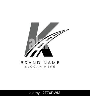 Letter K logo asphalt for identity. Construction template vector illustration for brand Stock Vector