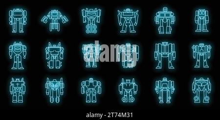 Futuristic robot-transneon color on black Stock Vector