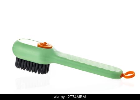 Cleaning brush to clean with water and soap for shoes isolated on white background Stock Photo