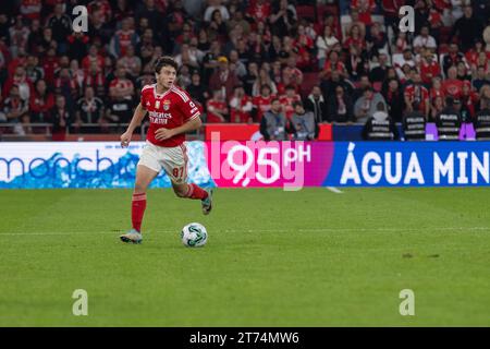 November 12, 2023. Lisbon, Portugal. Benfica's midfielder from Portugal Joao Neves (87) in action during the game of the Matchday 11 of Liga Portugal Betclic, SL Benfica 2 vs 1 Sporting CP Credit: Alexandre de Sousa/Alamy Live News Stock Photo