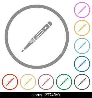 Digital thermometer flat color icons in round outlines on white background Stock Vector
