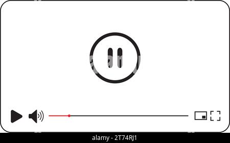 A video player screen with the pause symbol on a white background Stock Vector