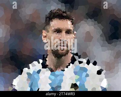 Lionel Messi: Vector effect in color Argentine professional footballer, widely regarded as one of the greatest soccer players in history, Stock Vector