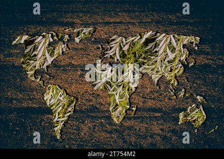 Roughly outlined world map with white background Stock Photo