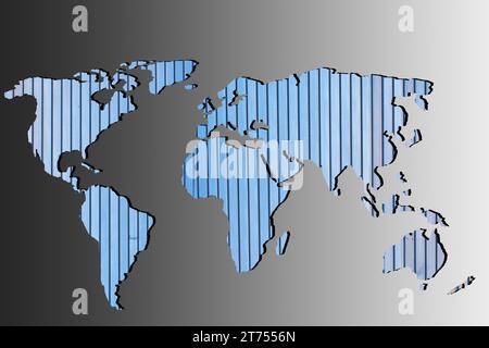 Roughly outlined world map with a gray background Stock Photo