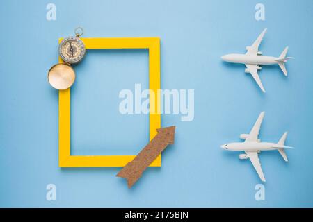 Travel memories concept with toy planes Stock Photo