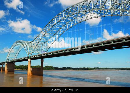 The DeSoto Bridge Spans the Mississippi River, carries I 40 while Connecting Arkansas with Memphis Tennessee Stock Photo