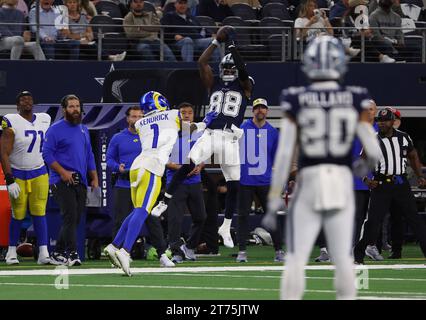 Arlington,TX USA: Dallas Cowboys wide receiver CeeDee Lamb (88) makes a catch during an NFL game against the Los Angeles Rams at AT&T Stadium, Sunday, Stock Photo