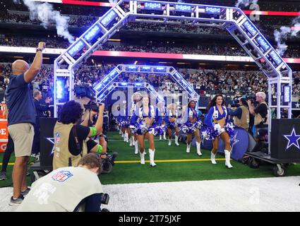 Arlington,TX USA: The Dallas Cowboys cheerleaders perform during an NFL game between the Cowboys and the Los Angeles Rams at AT&T Stadium, Sunday, Oct Stock Photo