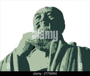 Confucius (551-479 BCE): White background Vector of Influential Chinese philosopher and teacher, known for his ethical and moral teachings, Stock Vector