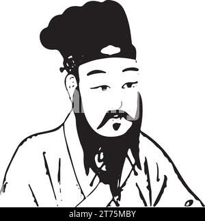 Confucius (551-479 BCE): Black and white Vector of Influential Chinese ...