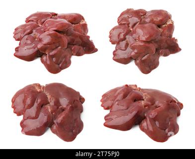 Fresh raw chicken liver isolated on white, collection Stock Photo