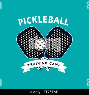 vector flat style vintage pickleball logo Stock Vector