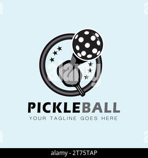 vector flat style vintage pickleball logo Stock Vector