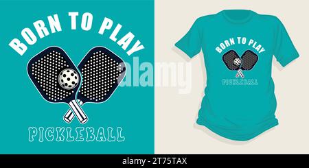 flat style vintage pickleball T-shirt Stock Vector