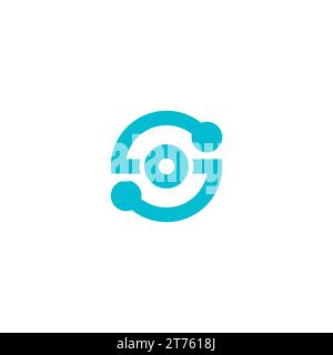 S Technology Logo Simple Design Stock Vector