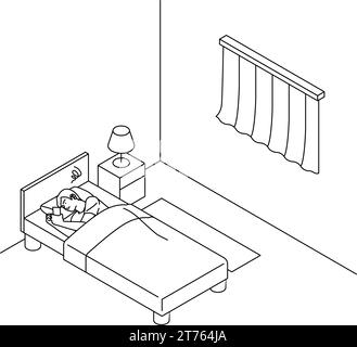 Noise problems in rental properties: People who cannot sleep at night due to ambient noise, Vector Illustration Stock Vector