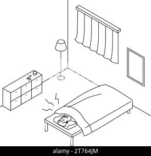 Noise problems in rental properties: Snorers, Vector Illustration Stock Vector