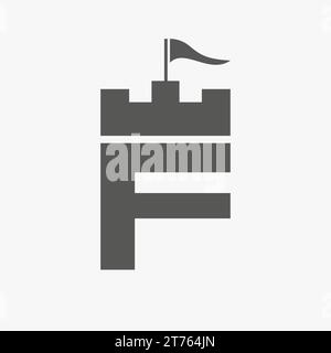 Castle Logo With F Logo Symbol Vector Template Stock Vector