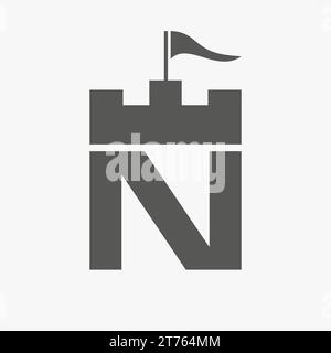 Castle Logo With N Logo Symbol Vector Template Stock Vector
