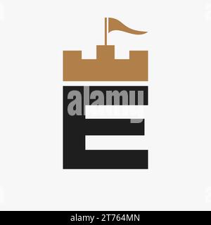 Castle Logo With E Logo Symbol Vector Template Stock Vector
