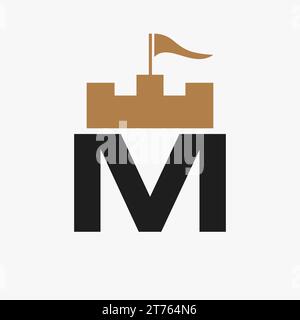 Castle Logo With M Logo Symbol Vector Template Stock Vector