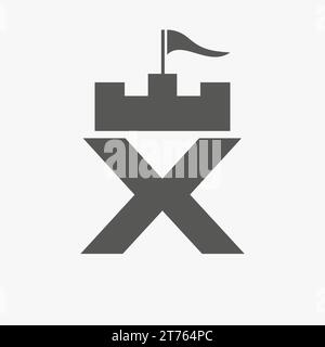 Castle Logo With X Logo Symbol Vector Template Stock Vector
