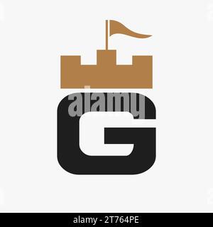 Castle Logo With G Logo Symbol Vector Template Stock Vector