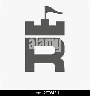 Castle Logo With R Logo Symbol Vector Template Stock Vector