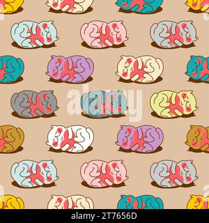 Cat and love pattern seamless. Happy cat background. Concept for animal lovers. Cat and heart texture Stock Vector