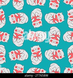 Cat and love pattern seamless. Happy cat background. Concept for animal lovers. Cat and heart texture Stock Vector