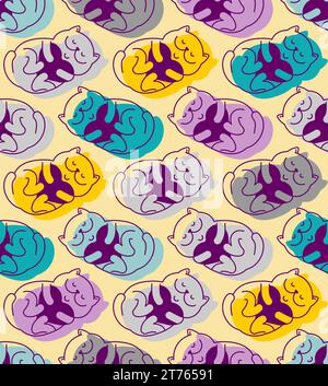 Cat and love pattern seamless. Happy cat background. Concept for animal lovers. Cat and heart texture Stock Vector