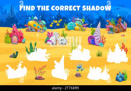 Submarine Riddle Find the correct underwater building on the sea bottom landscape. Kids ...