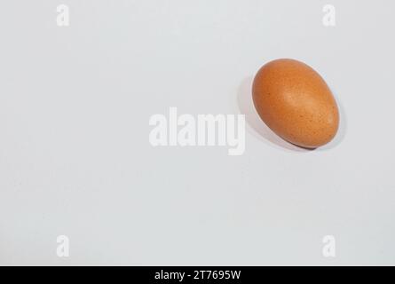 Top view of an egg with a white background with shadows. Stock Photo