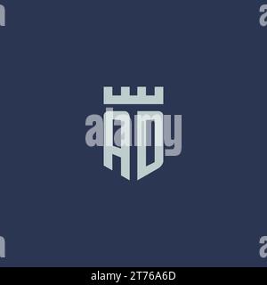 AD logo monogram with fortress castle and shield style design ideas Stock Vector