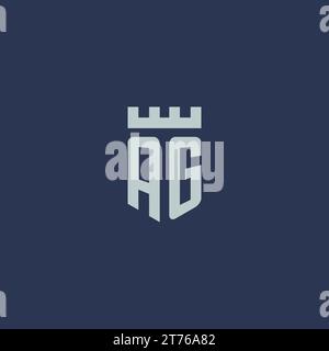 AG logo monogram with fortress castle and shield style design ideas Stock Vector