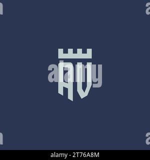 AV logo monogram with fortress castle and shield style design ideas Stock Vector