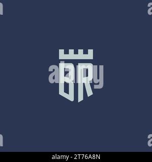 BR logo monogram with fortress castle and shield style design ideas Stock Vector