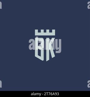BK logo monogram with fortress castle and shield style design ideas Stock Vector