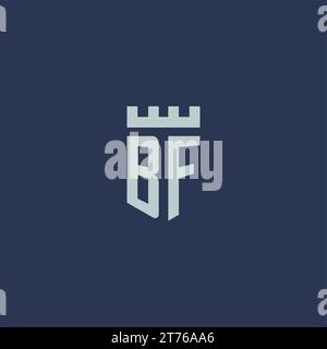 BF logo monogram with fortress castle and shield style design ideas Stock Vector