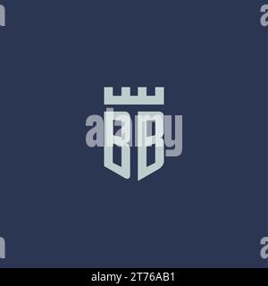 BB logo monogram with fortress castle and shield style design ideas Stock Vector