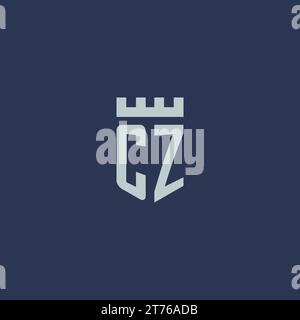 CZ logo monogram with fortress castle and shield style design ideas Stock Vector