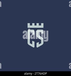 CS logo monogram with fortress castle and shield style design ideas Stock Vector