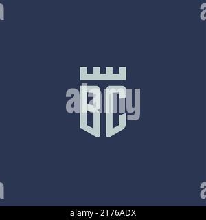 BC logo monogram with fortress castle and shield style design ideas Stock Vector
