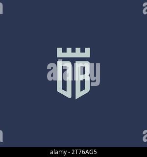 DB logo monogram with fortress castle and shield style design ideas Stock Vector