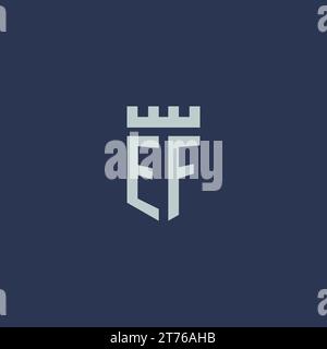 EF logo monogram with fortress castle and shield style design ideas Stock Vector