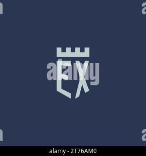 EX logo monogram with fortress castle and shield style design ideas Stock Vector