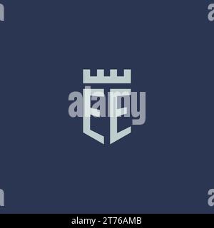 EE logo monogram with fortress castle and shield style design ideas Stock Vector